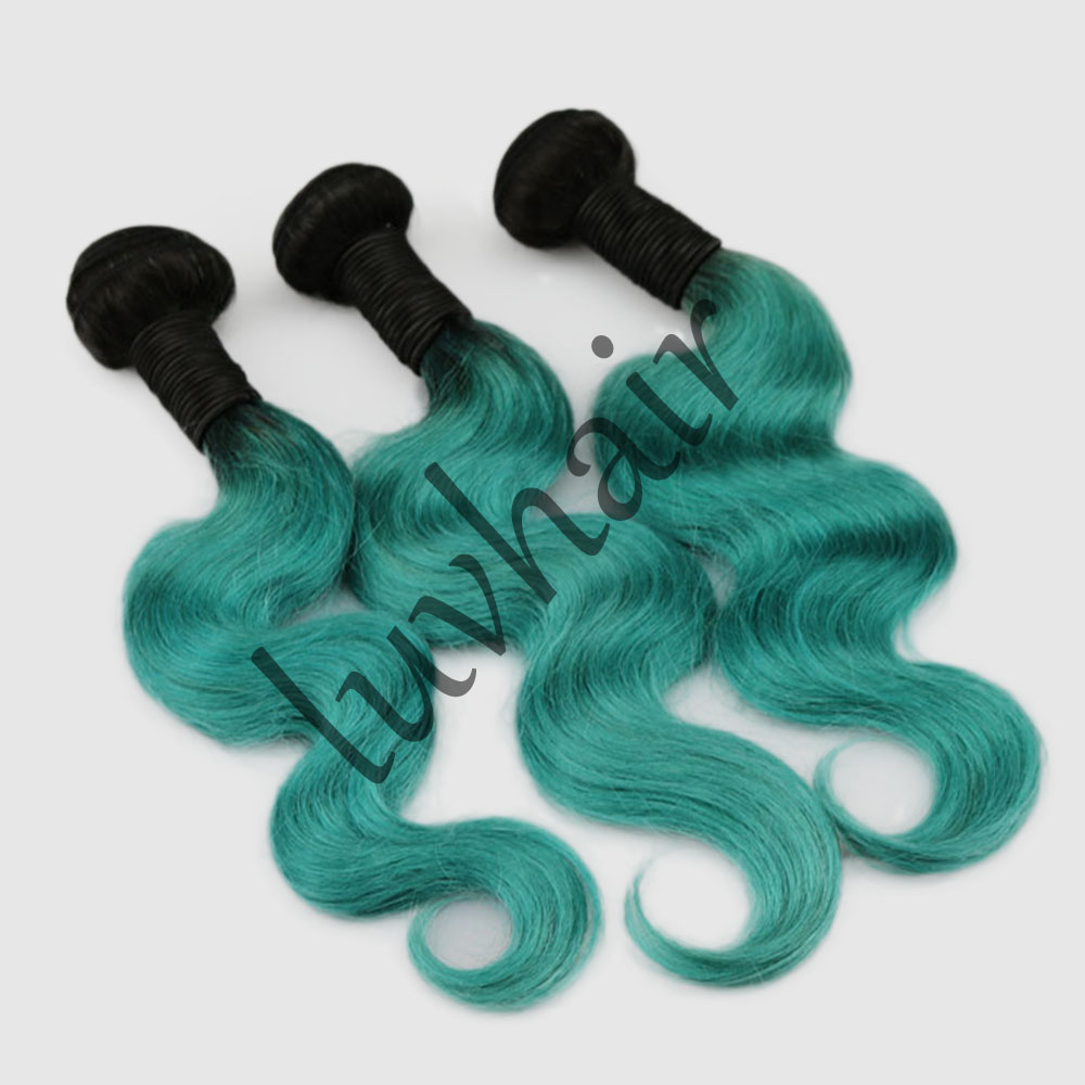 Brazilian ombre 1bTgreen bodywave wefts