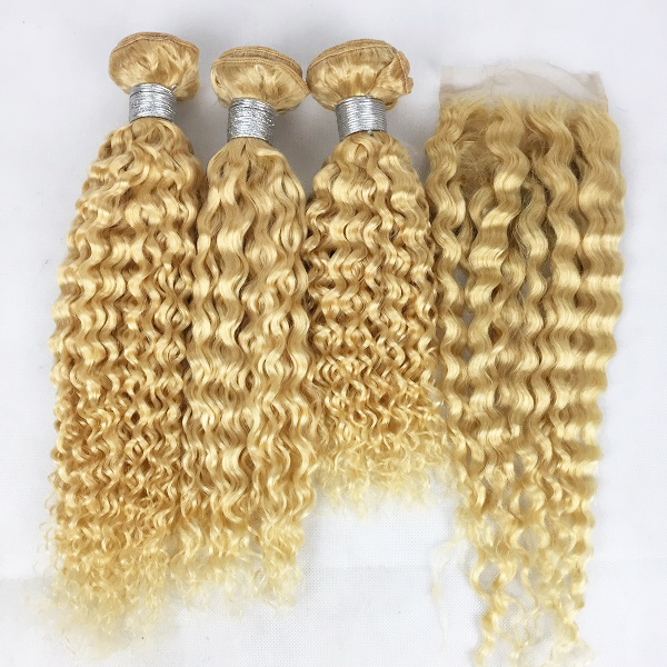 Blond Hair 613 Wefts Curly Blond Wefts